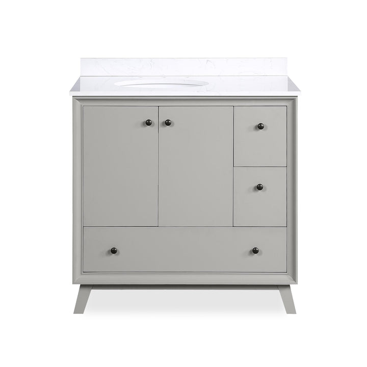 Bleeker Solid Wood Bathroom Vanity with Pre-Installed Oval Porcelain Sink - Gray - 36"