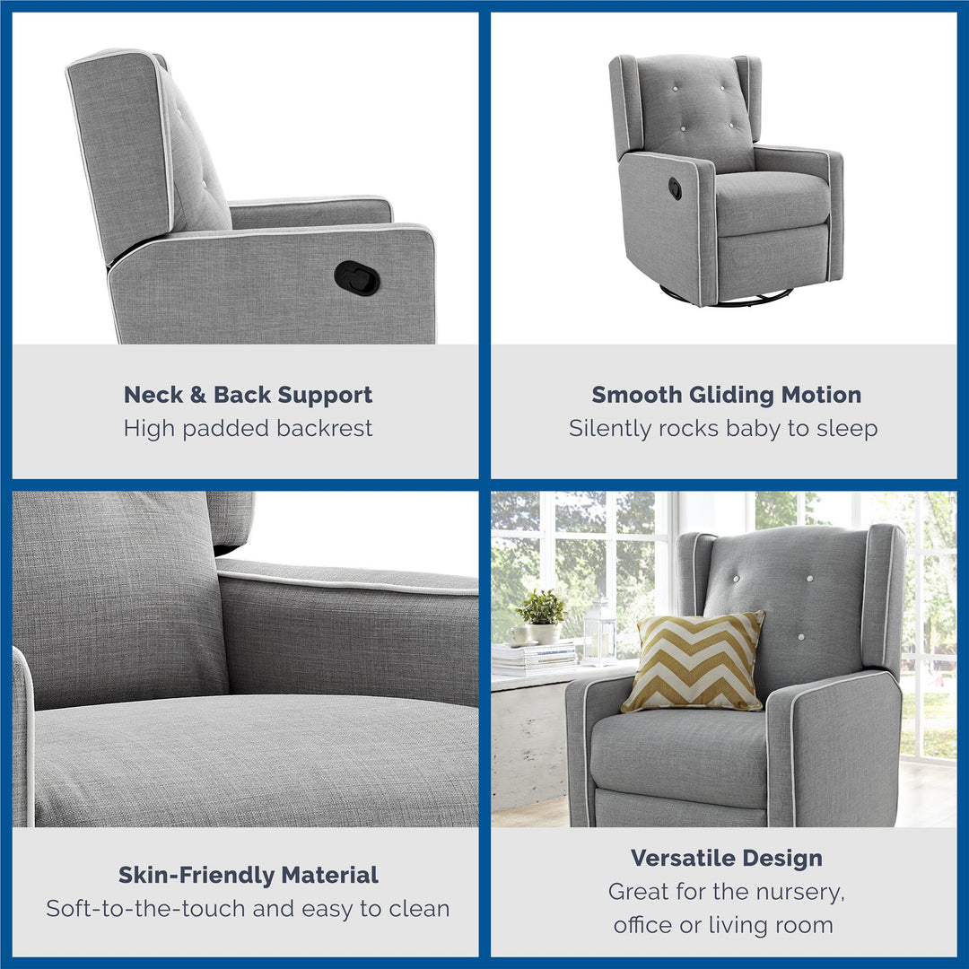 Best Mikayla Swivel Glider Recliner -  Grey Linen
