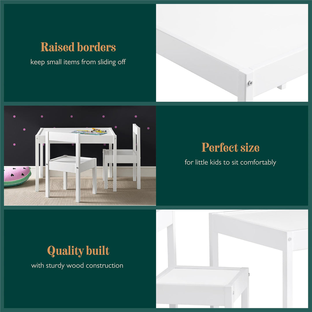 Hunter 3-Piece Kiddy Table and Chair Kids Set - White
