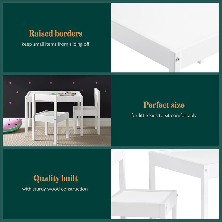 Hunter 3-Piece Kiddy Table and Chair Kids Set - White