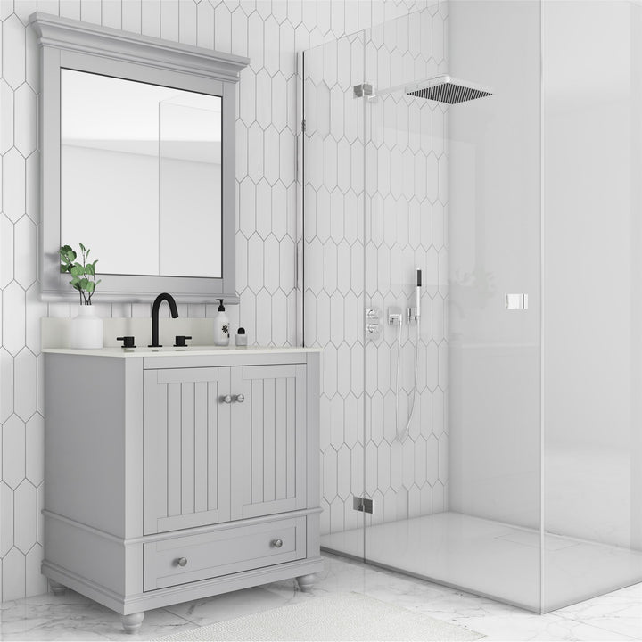 Bathroom cabinet with Monteray granite -  Gray - 30"