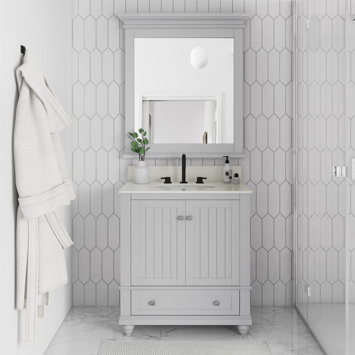 Monteray Beach Bathroom Vanity with Composite Granite Counter Top - Gray - 30"