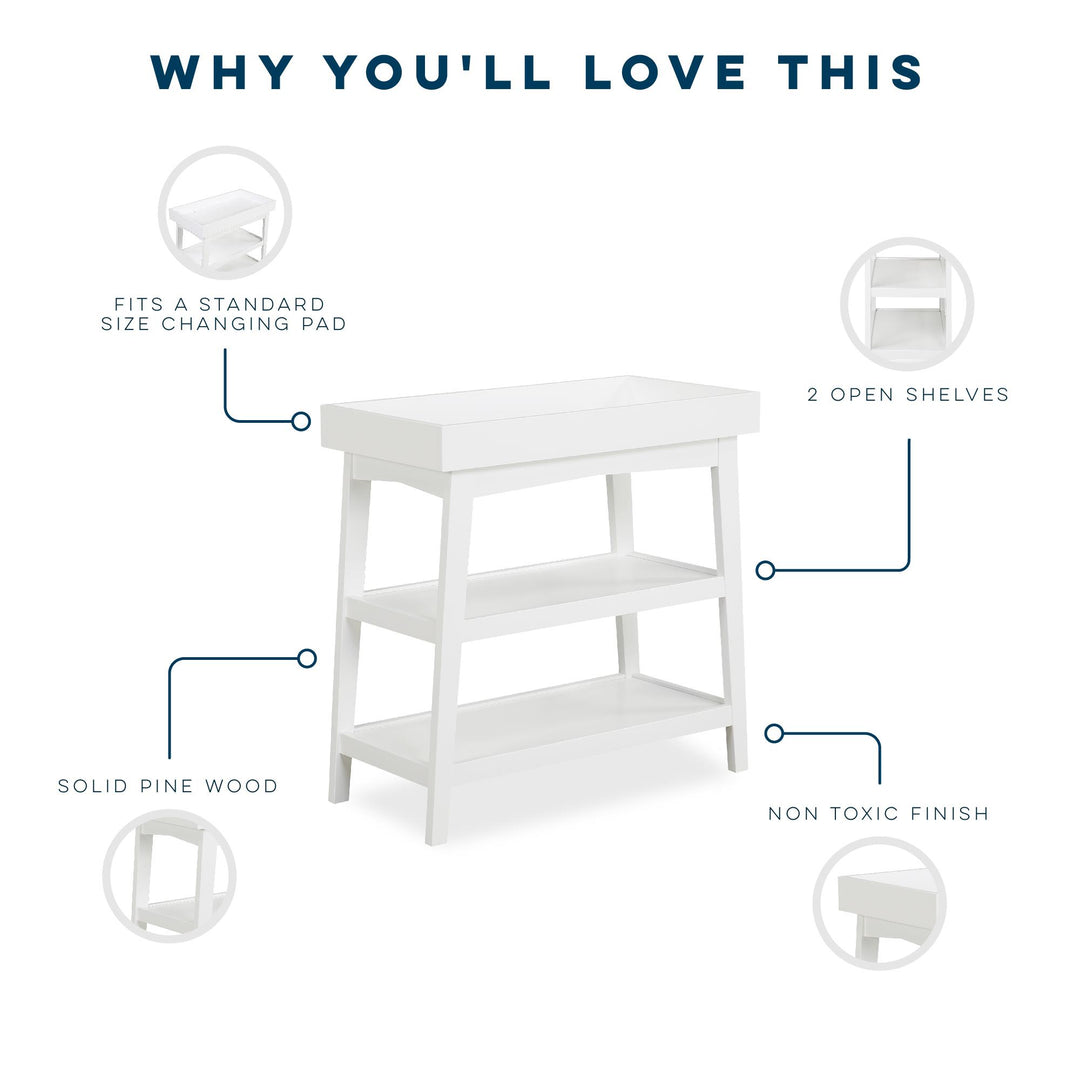 Harper Open Changing Table - White