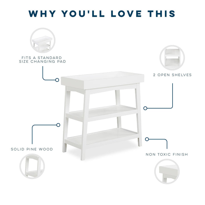 Harper Open Changing Table - White