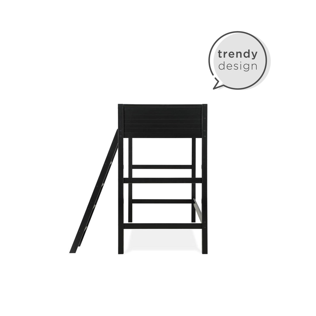 Your Zone Kiarah Twin Loft Bed with Ladder, Black - Black