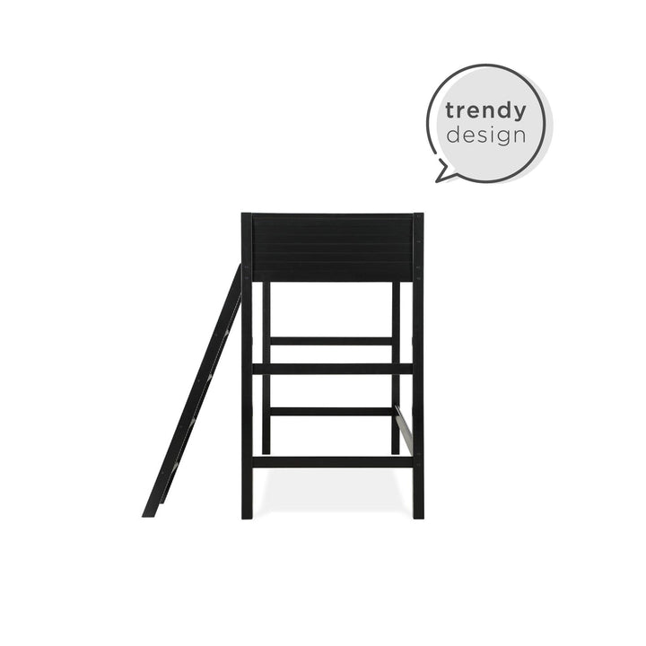 Your Zone Kiarah Twin Loft Bed with Ladder, Black - Black