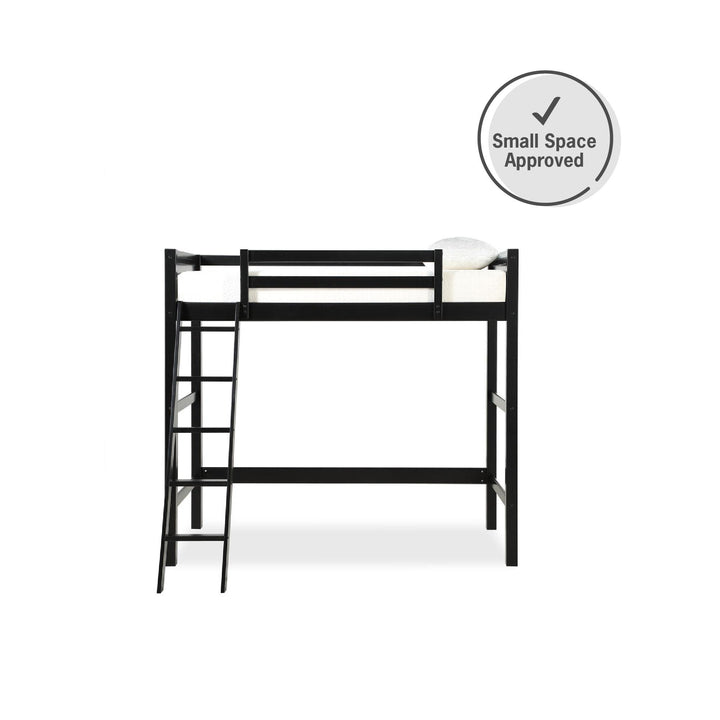 Your Zone Kiarah Twin Loft Bed with Ladder, Black - Black