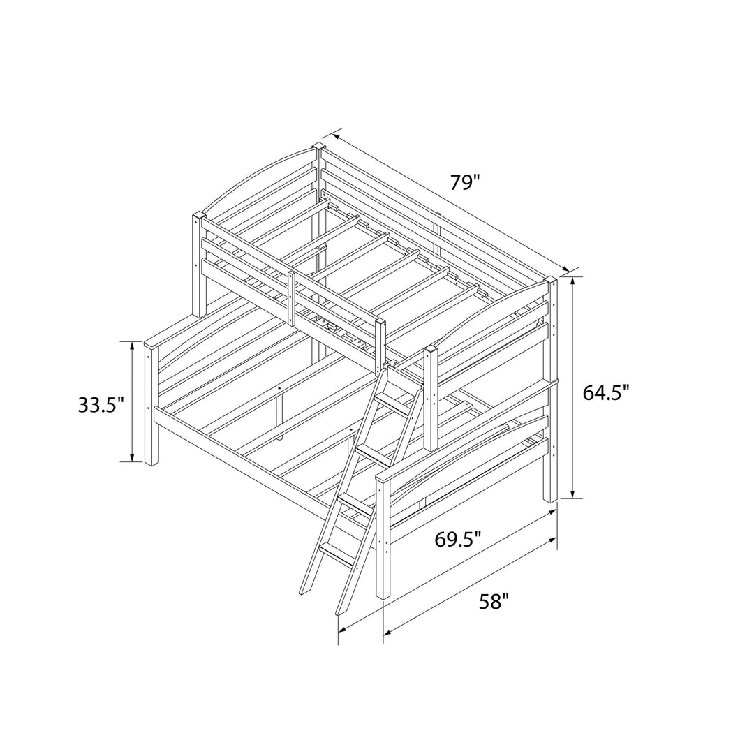 Brady Twin over Full Wooden Bunk Bed Frame with Ladder - Black
