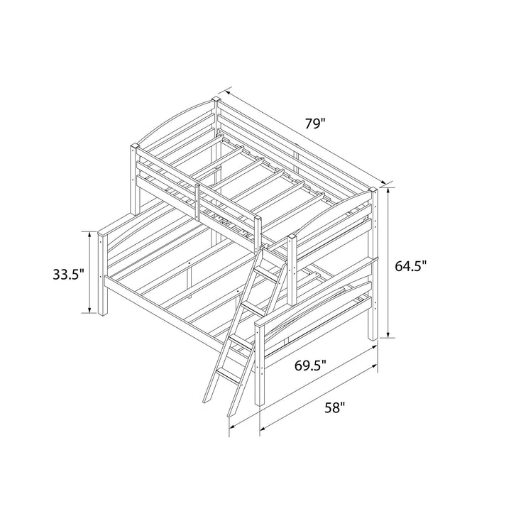 Brady Twin over Full Wooden Bunk Bed Frame with Ladder - Black
