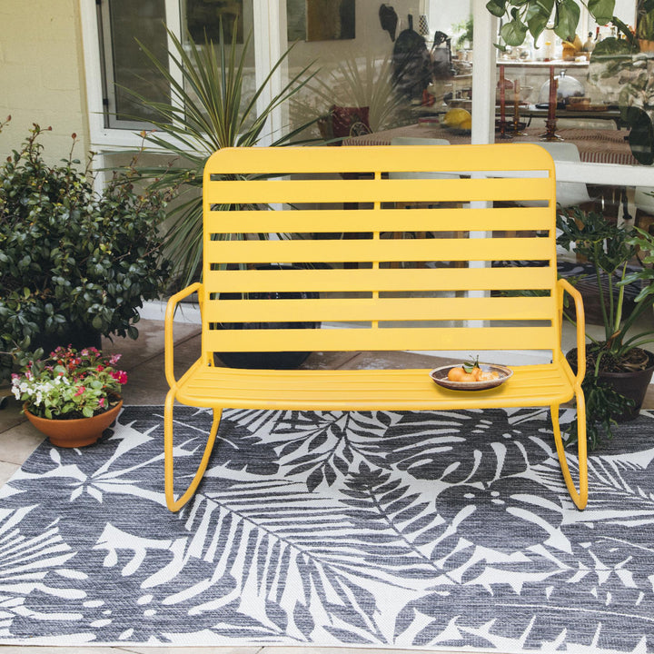 Poolside Gossip Roberta Outdoor/Indoor Rocker Loveseat - Yellow - 1-Pack
