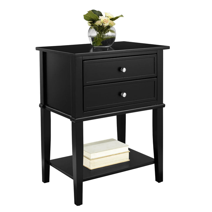 Franklin Accent Table with 2 Drawers - Black