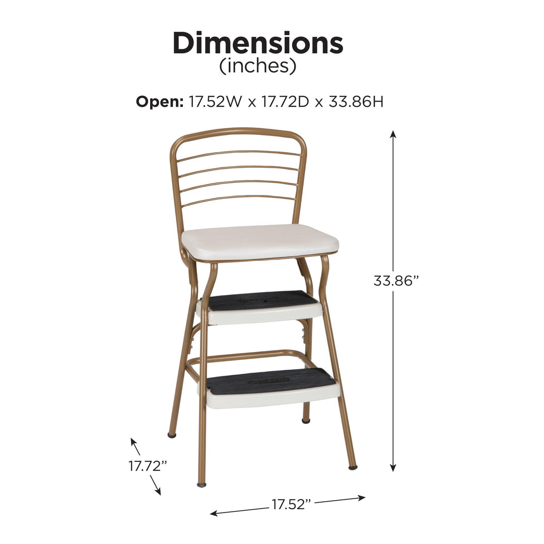 Stylaire Retro Chair + Step Stool with Flip-Up Seat - Gold - 1-Pack