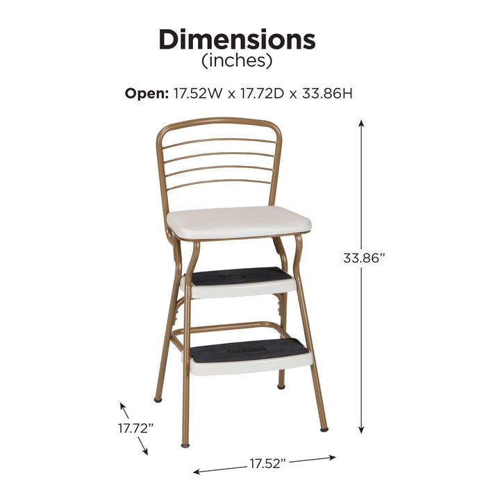 Stylaire Retro Chair + Step Stool with Flip-Up Seat - Gold - 1-Pack