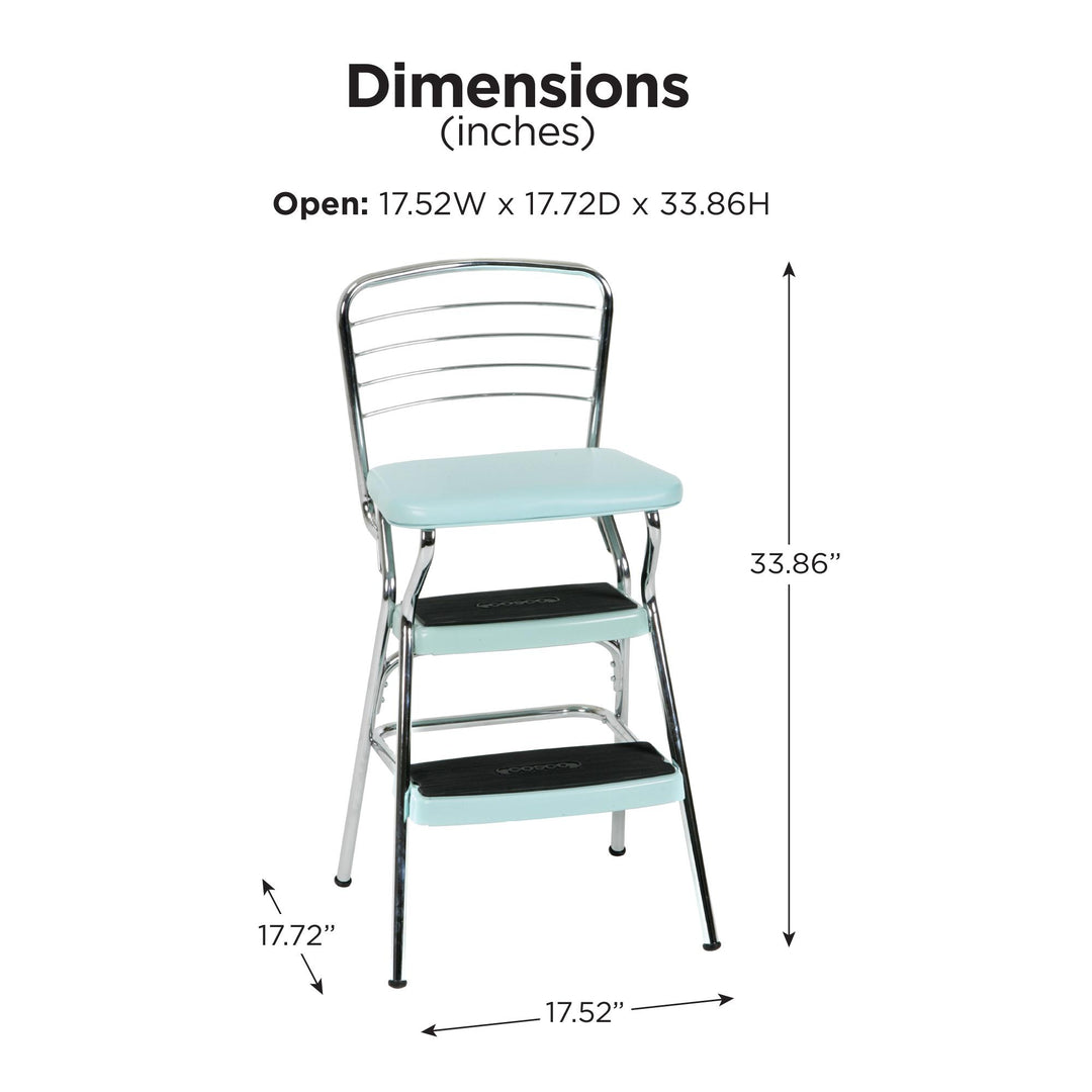 Stylaire Retro Chair + Step Stool with Flip-Up Seat - Teal - 1-Pack