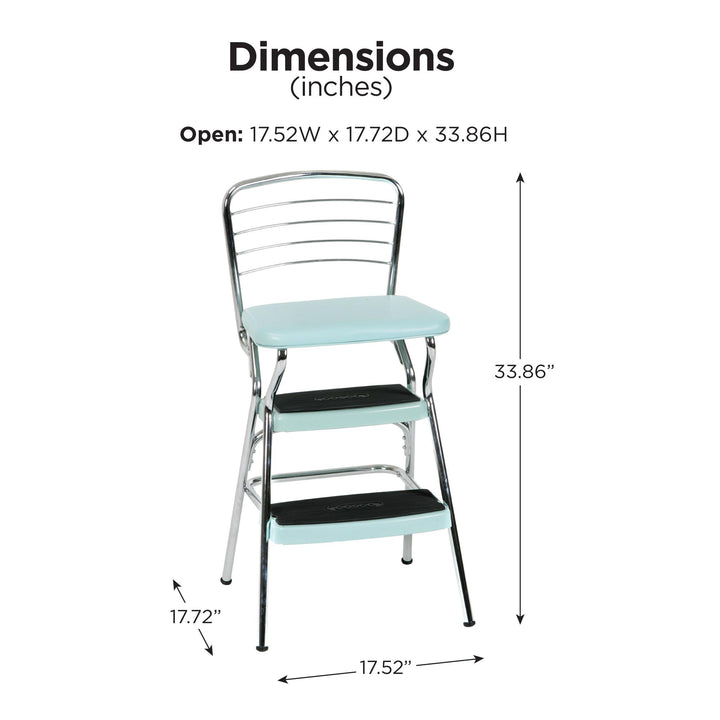 Stylaire Retro Chair + Step Stool with Flip-Up Seat - Teal - 1-Pack
