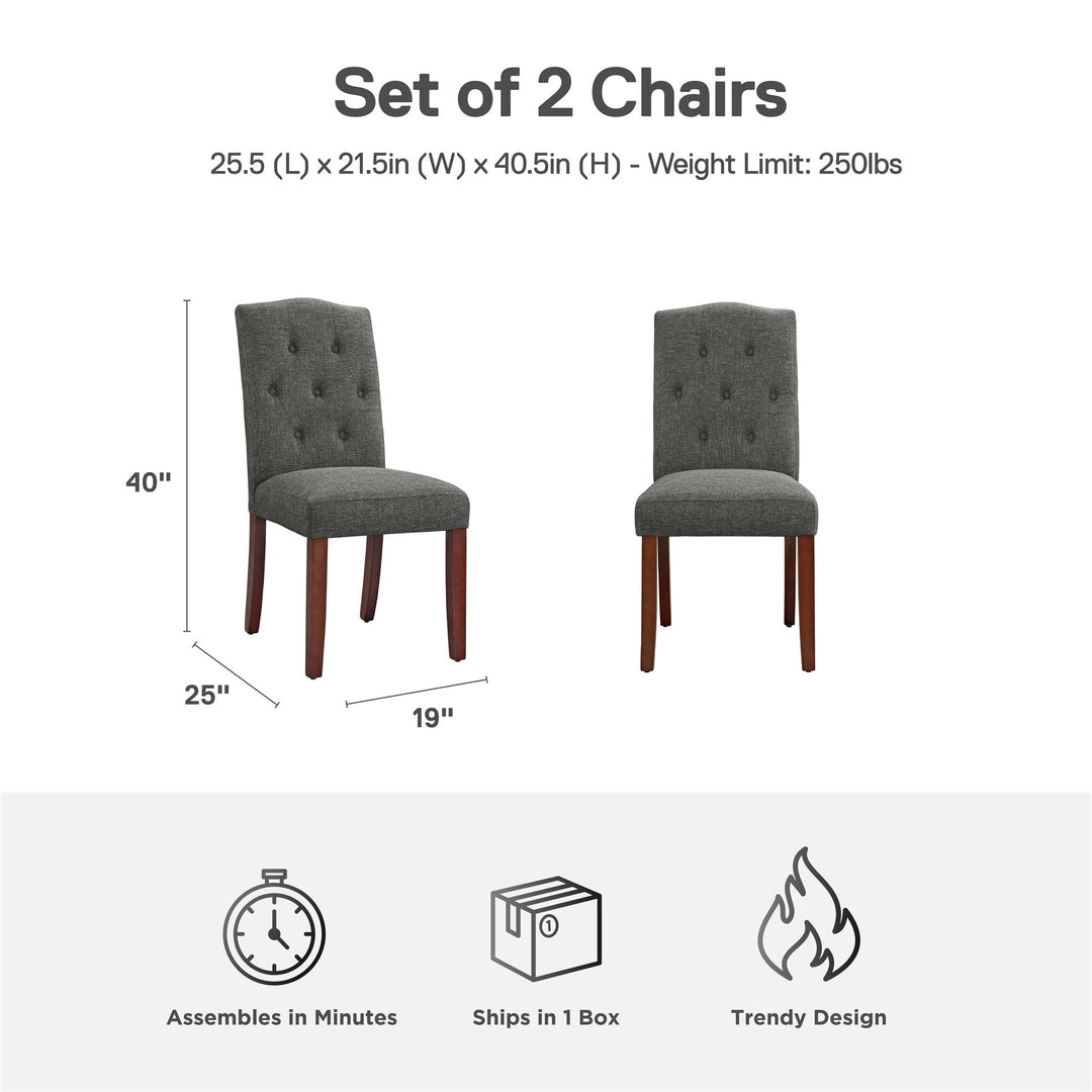 Emilia Upholstered Tufted Dining Chair - Grey Linen