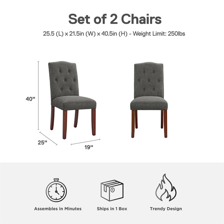 Emilia Upholstered Tufted Dining Chair - Grey Linen