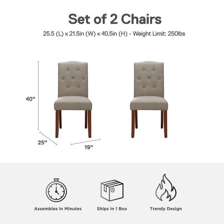 Emilia Upholstered Tufted Dining Chair - Dark Taupe