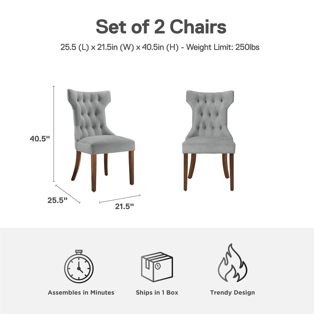 Clairborne Tufted Hourglass Dining Chair Set -  Gray 