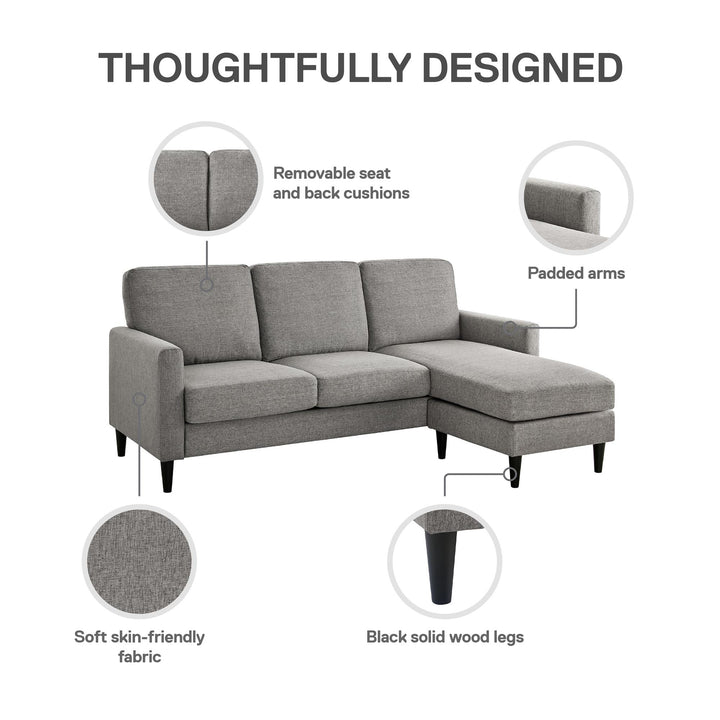 Kaci Linen Upholstered Reversible Sectional - Gray
