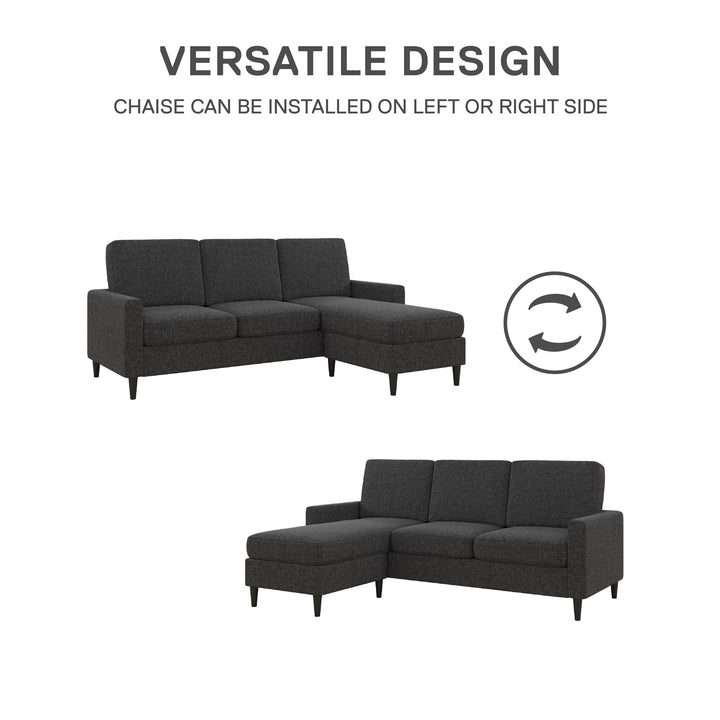Kaci Linen Upholstered Reversible Sectional - Charcoal