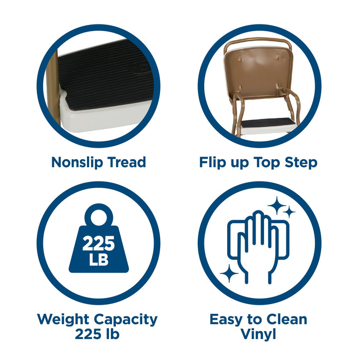 Stylaire Retro Chair + Step Stool with Flip-Up Seat - Gold - 1-Pack