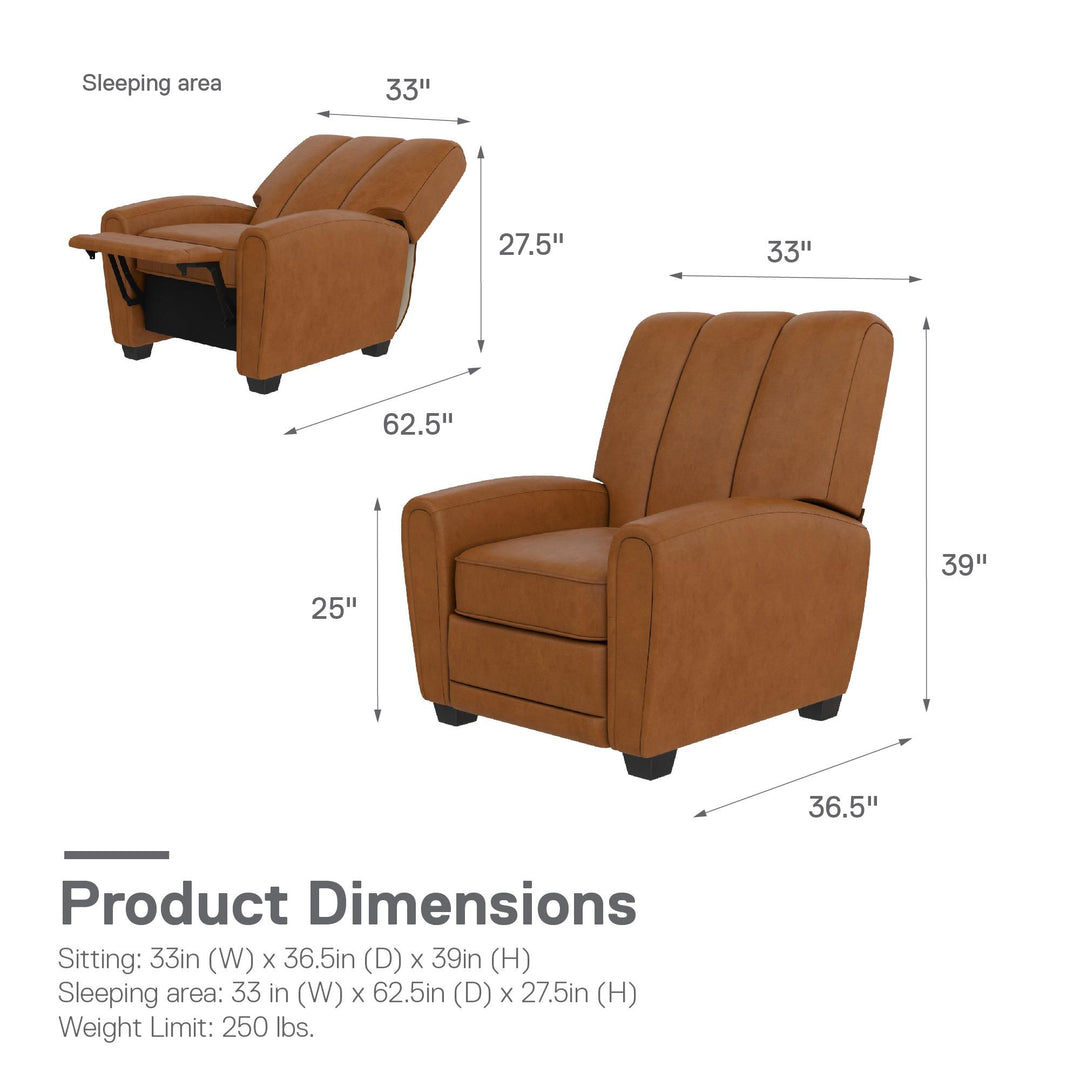 Modern Pushback  recliner chair for bedroom - Camel