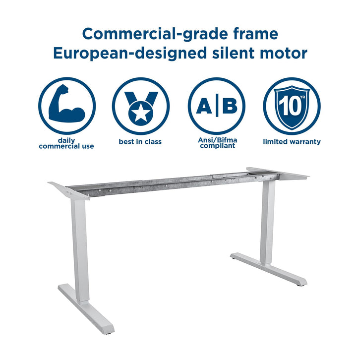 Workspace solution with 60" LED height adjustment features -  Gray (Wood Grain) - 5’ Straight