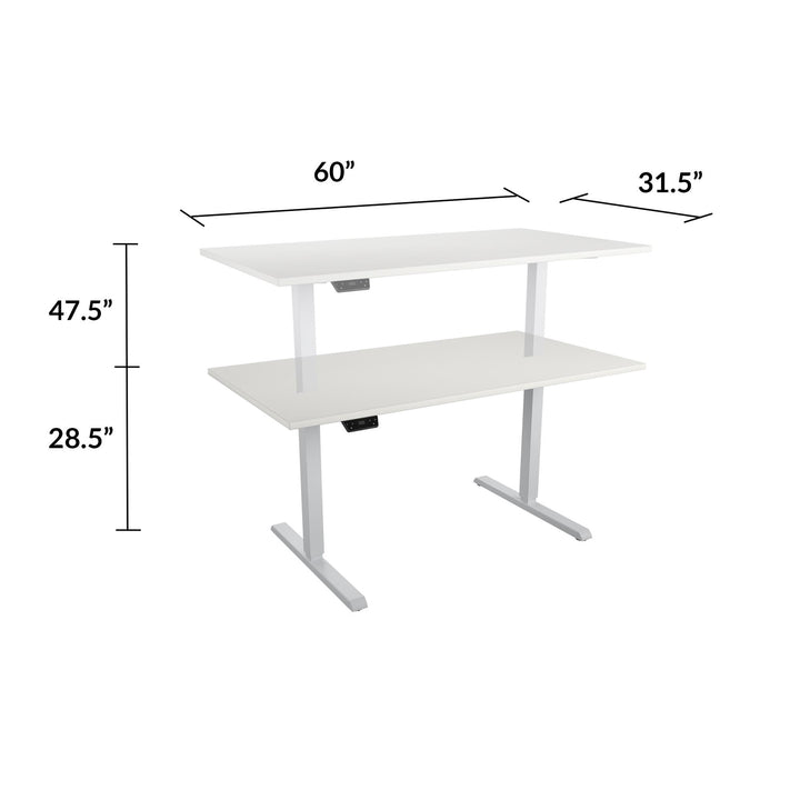 Sit and Stand spacious 60-inch desk with LED interface -  Gray (Wood Grain) - 5’ Straight