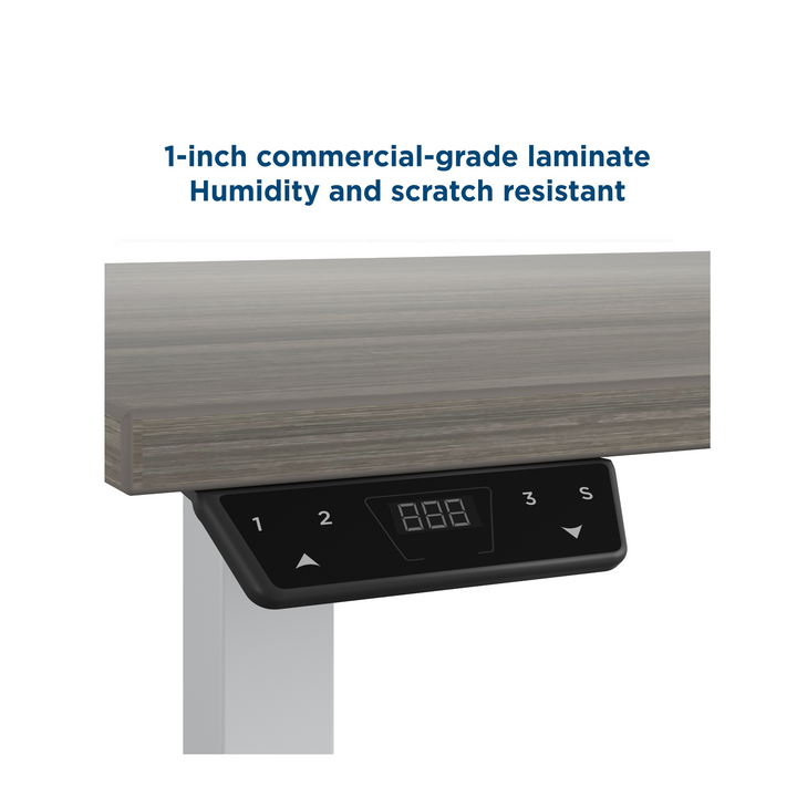 Comfortable and adjustable 60" desk space with LED control system -  Gray (Wood Grain) - 5’ Straight