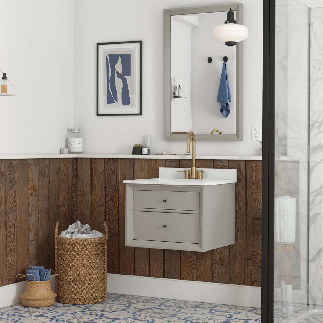 Tribecca 24 Inch Floating Wall Mounted Bathroom Vanity - Gray - 24"