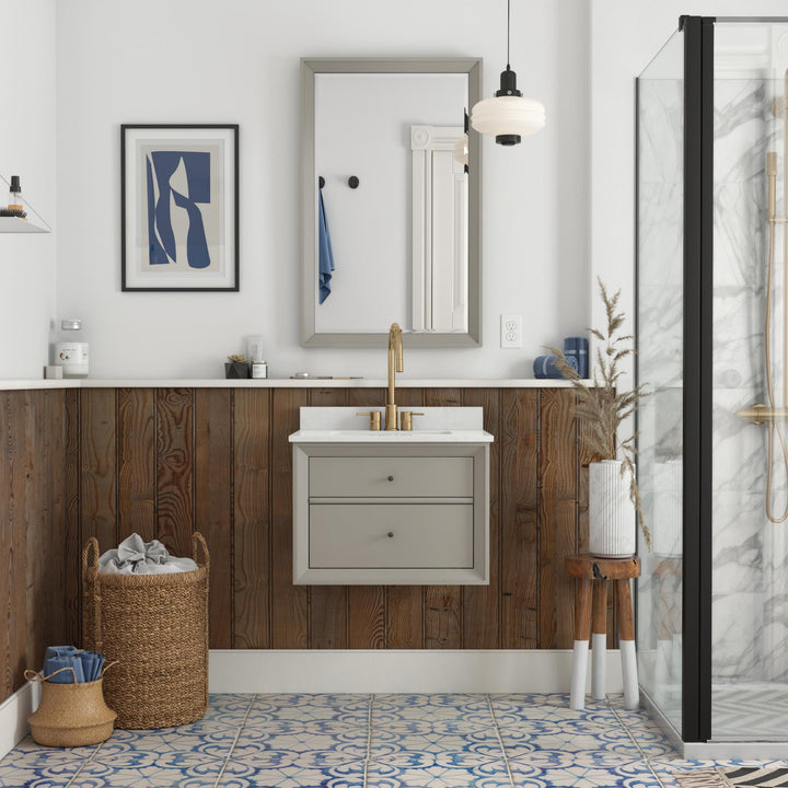 Tribecca 24 Inch Floating Wall Mounted Bathroom Vanity - Gray - 24"