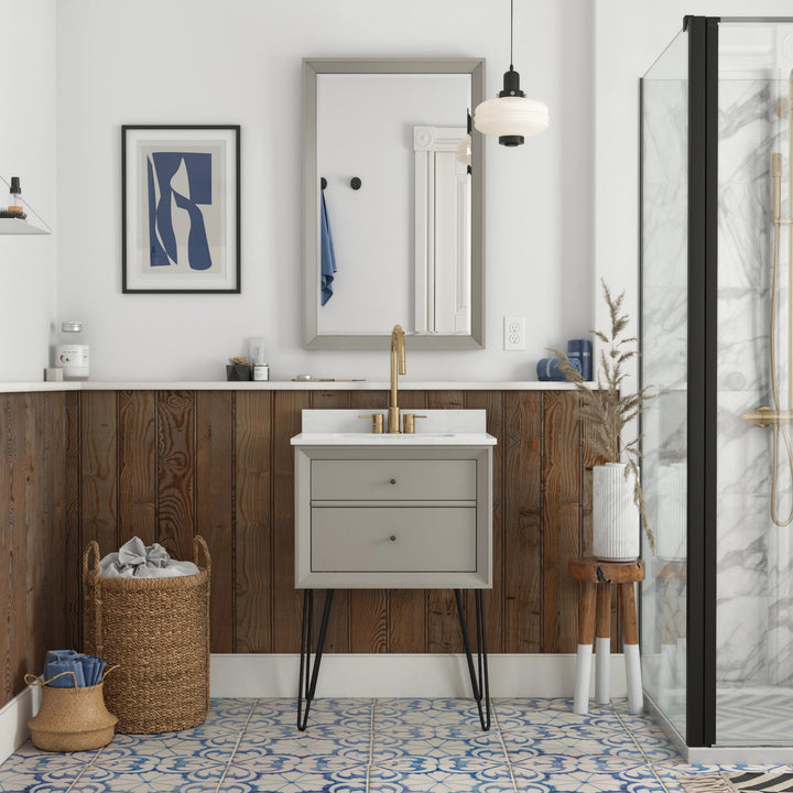Tribecca 24 Inch Floating Wall Mounted Bathroom Vanity - Gray - 24"