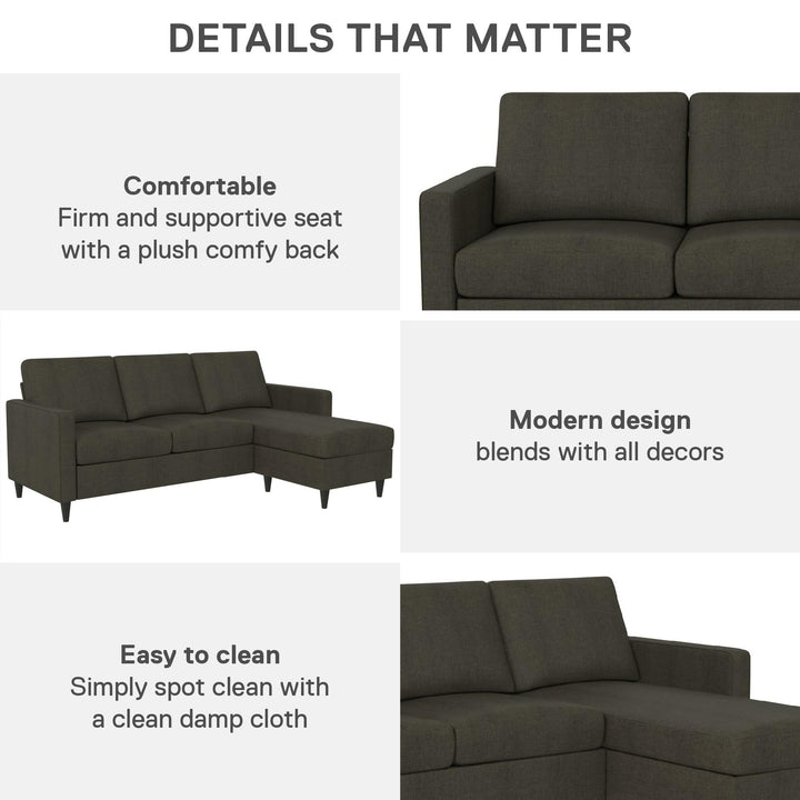 Coral Upholstered Reversible Sectional Sofa - Dark Gray