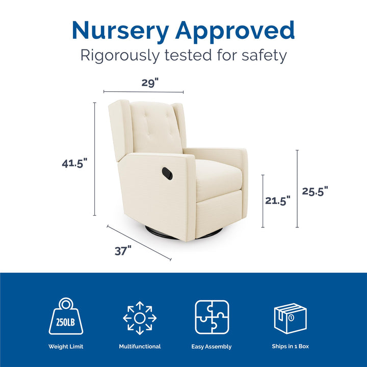Mikayla Swivel Glider Recliner Chair Pocket Coil Seating - White