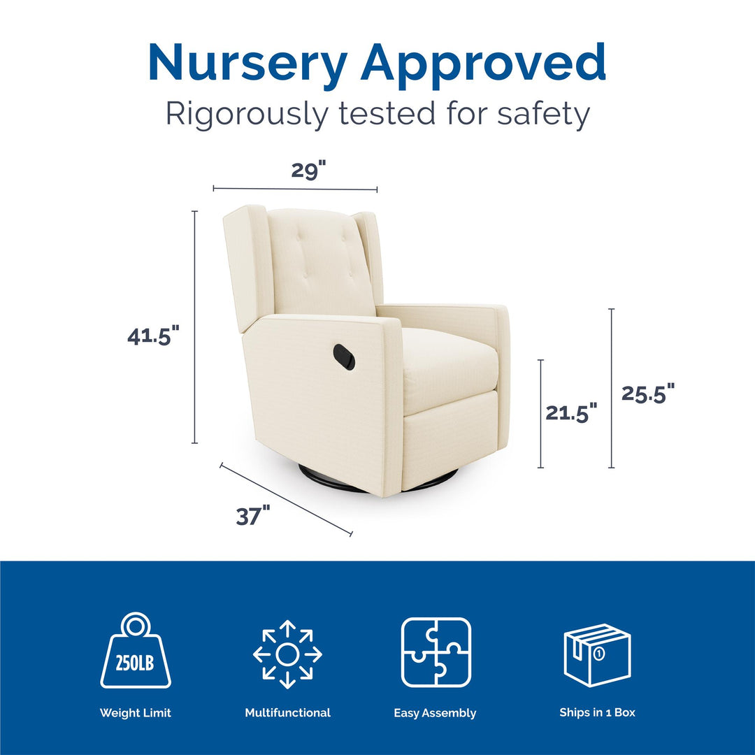 Mikayla Swivel Glider Recliner Chair Pocket Coil Seating - White