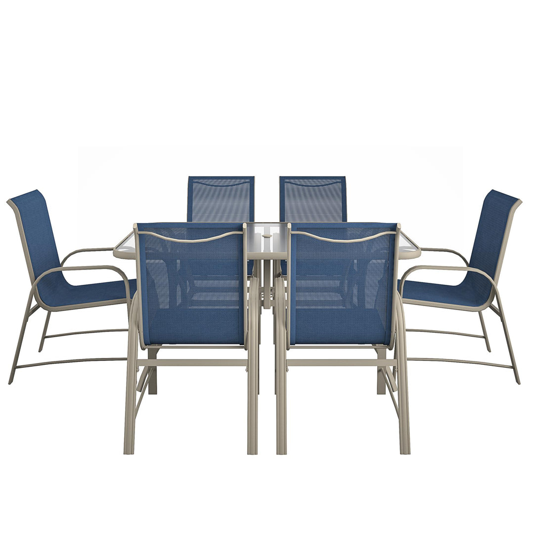 Paloma Outdoor Patio Dining Chairs with Weather Resistant Steel Frame, Set of 6 - Navy