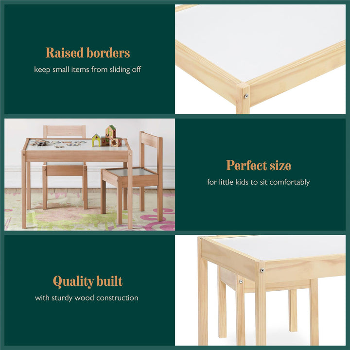Hunter 3-Piece Kiddy Table and Chair Kids Set - Natural
