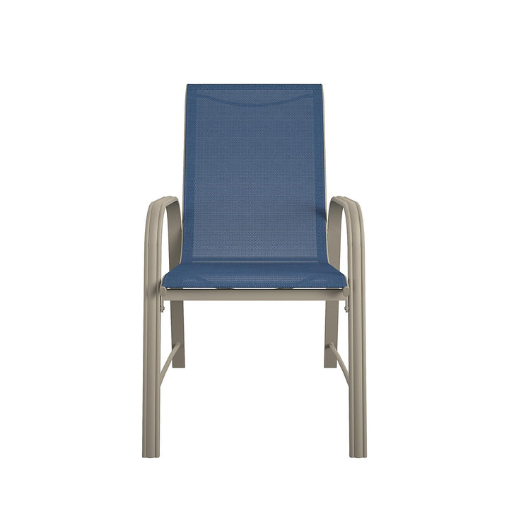 Paloma Outdoor Patio Dining Chairs with Weather Resistant Steel Frame, Set of 6 - Navy
