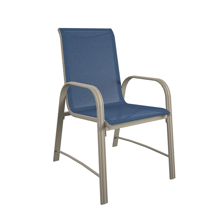 Paloma Outdoor Patio Dining Chairs with Weather Resistant Steel Frame, Set of 6 - Navy