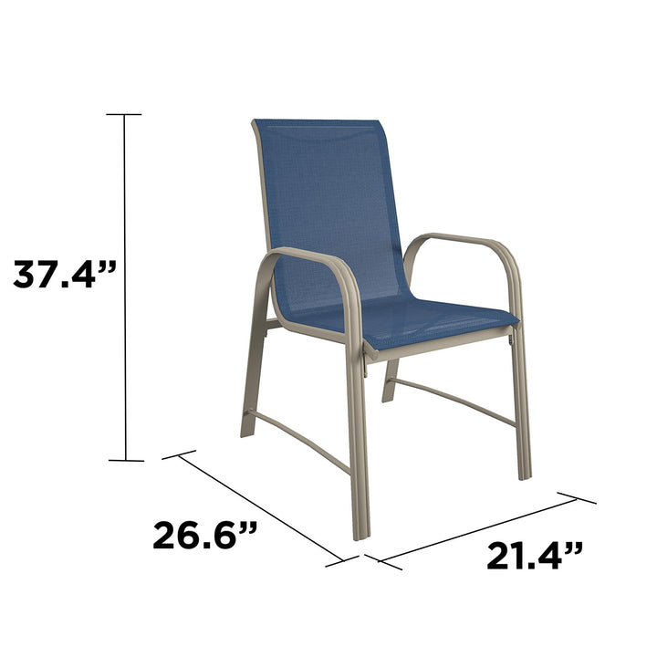 Paloma Outdoor Patio Dining Chairs with Weather Resistant Steel Frame, Set of 6 - Navy