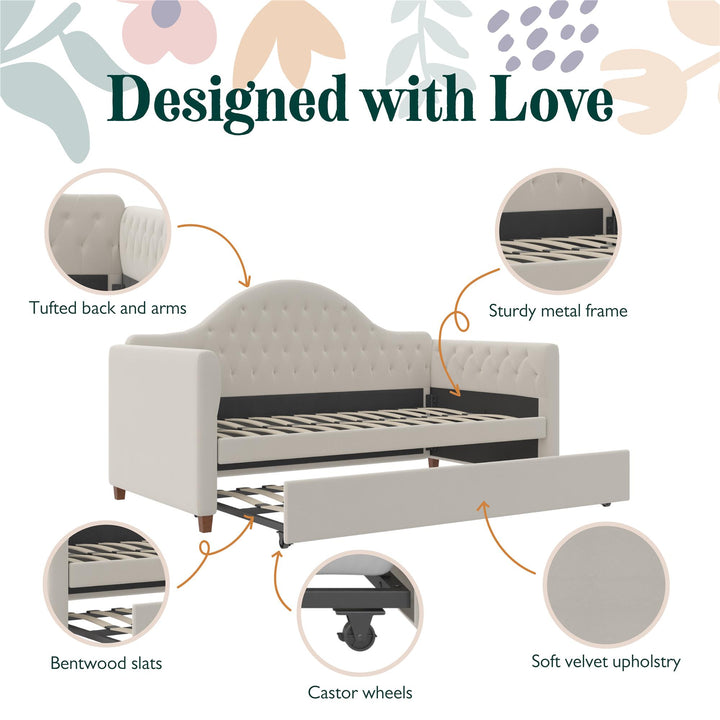 Rowan Valley Arden Upholstered Daybed and Trundle Set - Dove Gray