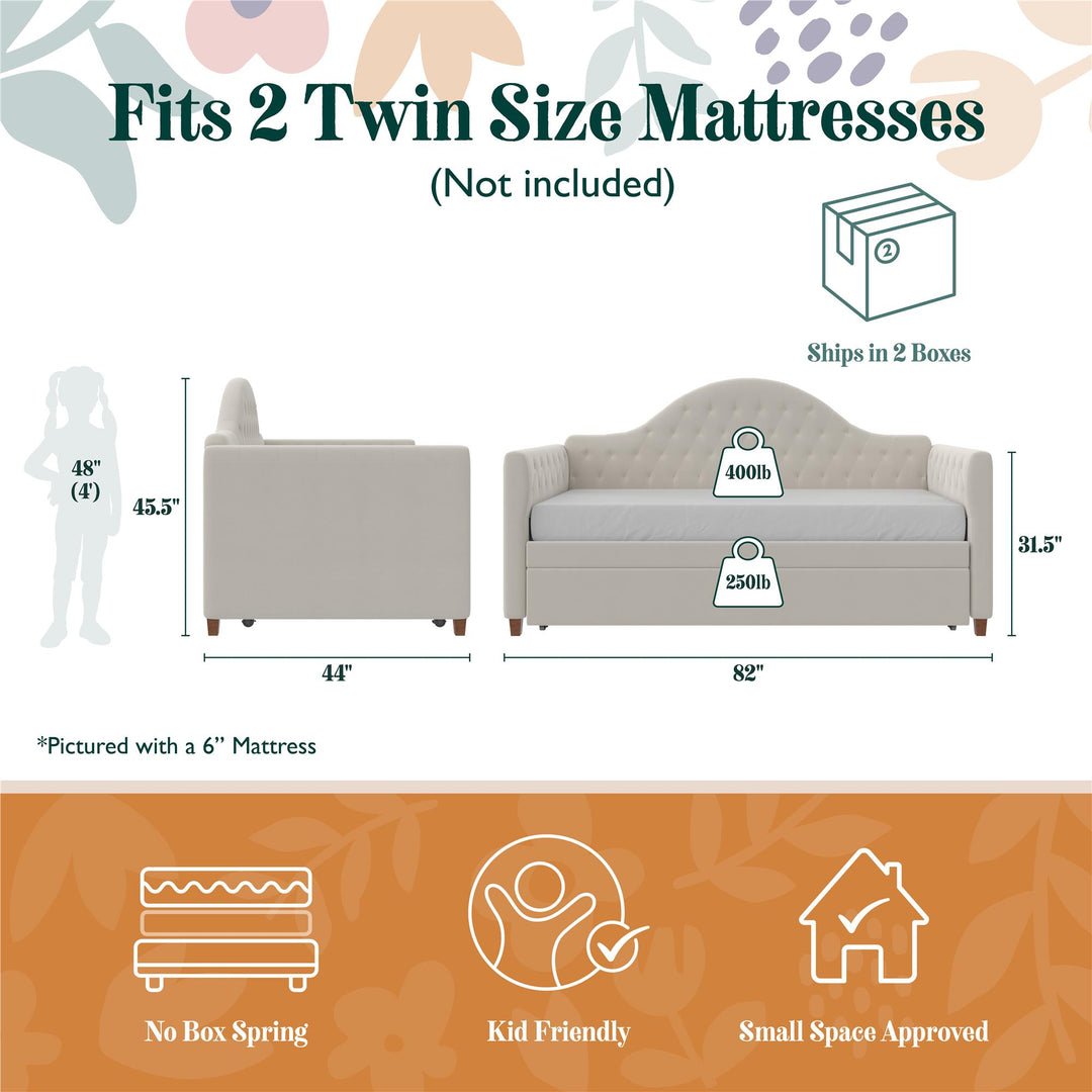 Rowan Valley Arden Upholstered Daybed and Trundle Set - Dove Gray