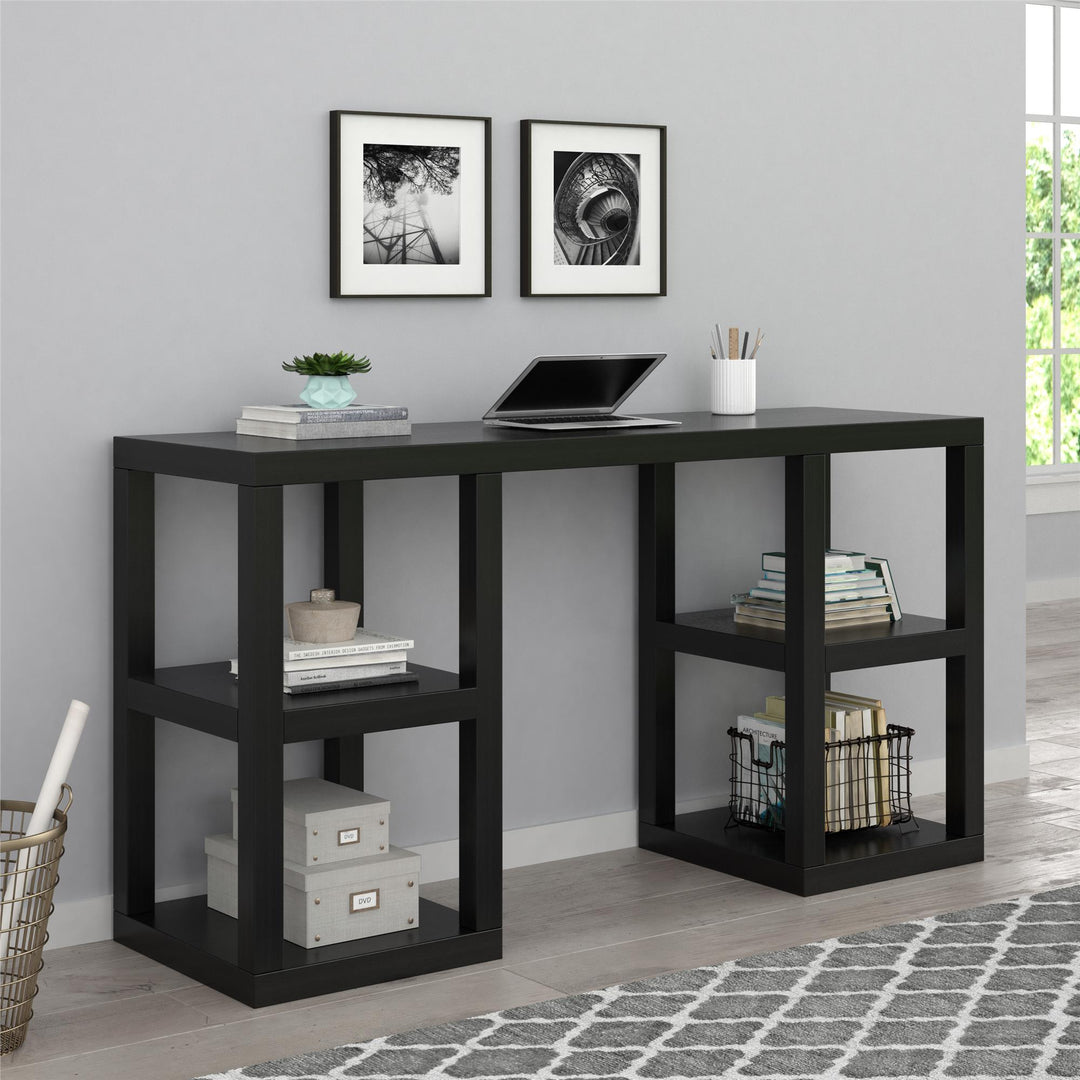Double Pedestal Desk for Home Office -  Black