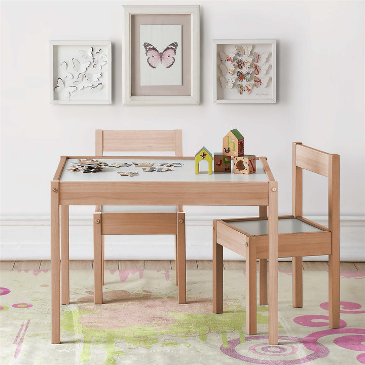 Hunter 3-Piece Kiddy Table and Chair Kids Set - Natural