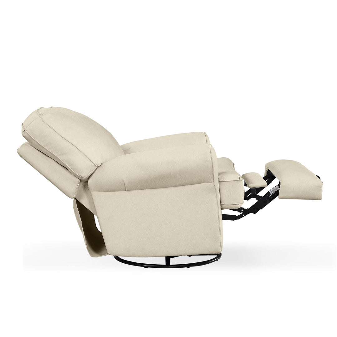 Tiana Swivel Glider Recliner Chair with Big Roll Arms and Pillowback  -  Beige