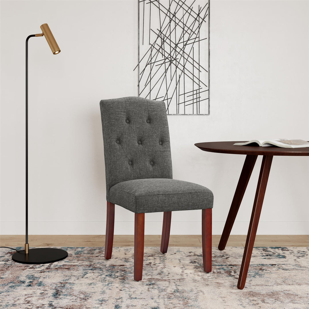 Emilia Upholstered Tufted Dining Chair - Grey Linen