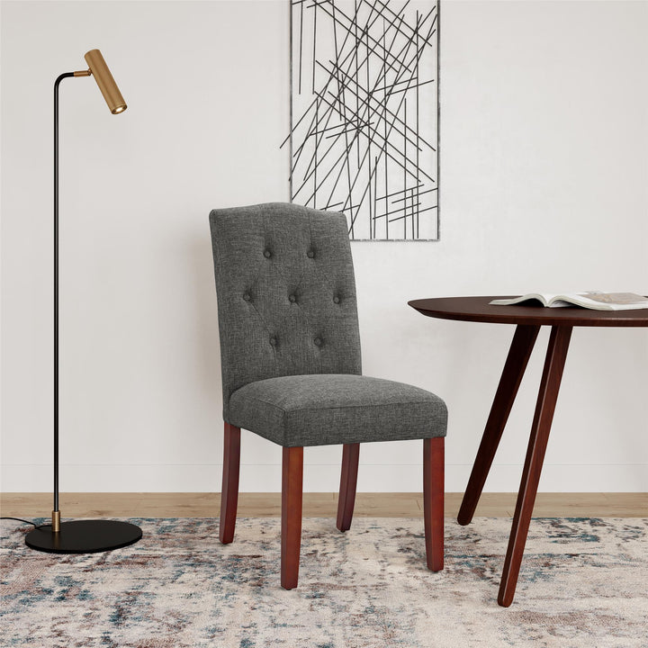 Emilia Upholstered Tufted Dining Chair - Grey Linen