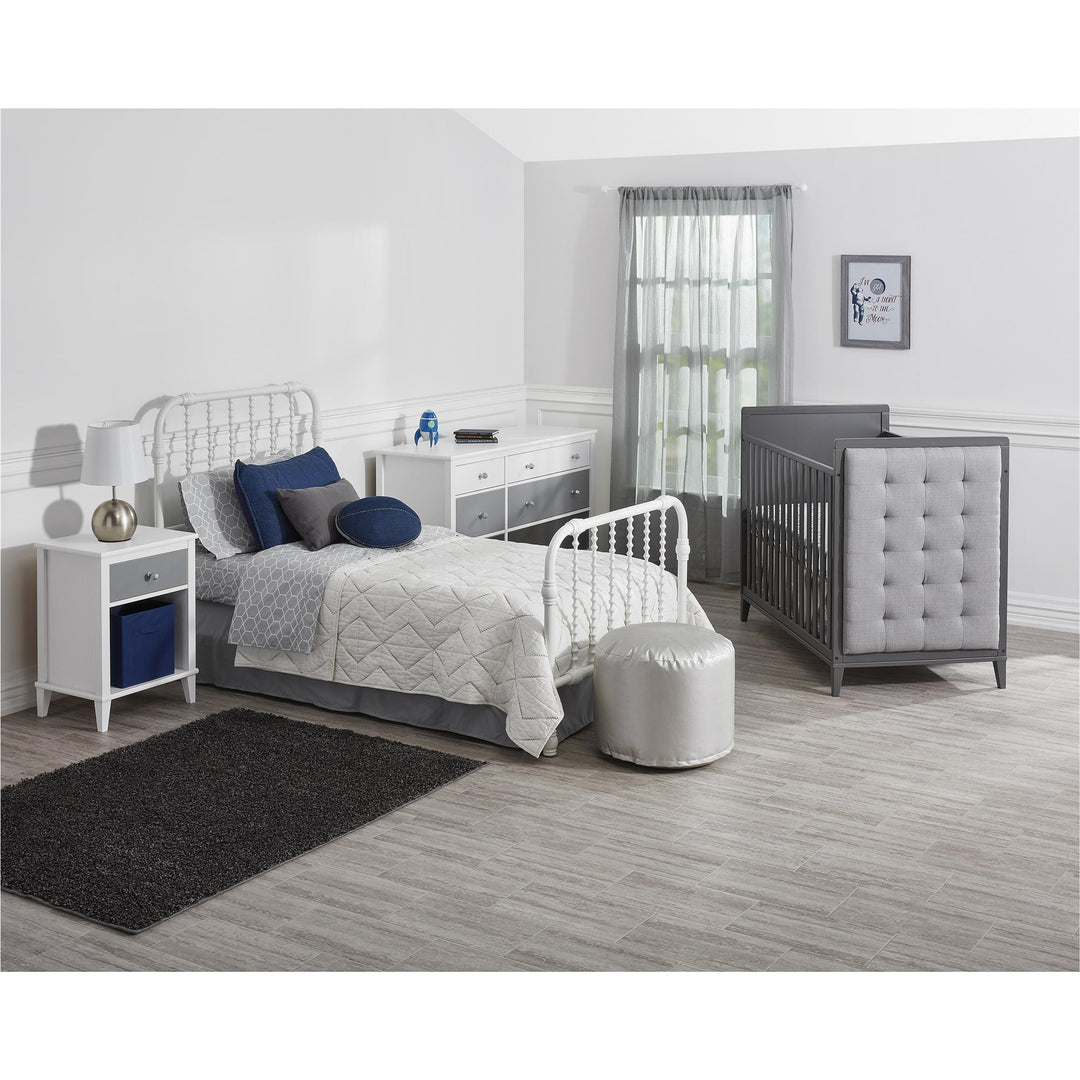 Nightstand with 2 Sets of Knobs and Drawer -  Gray