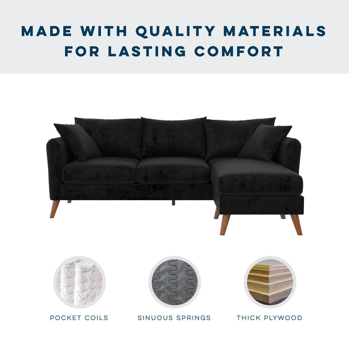 Magnolia Reversible Sectional Sofa with Pillows - Black